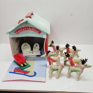 Vintage Pottery Barn Kids Christmas Santa's Workshop Play set Reindeer RARE READ